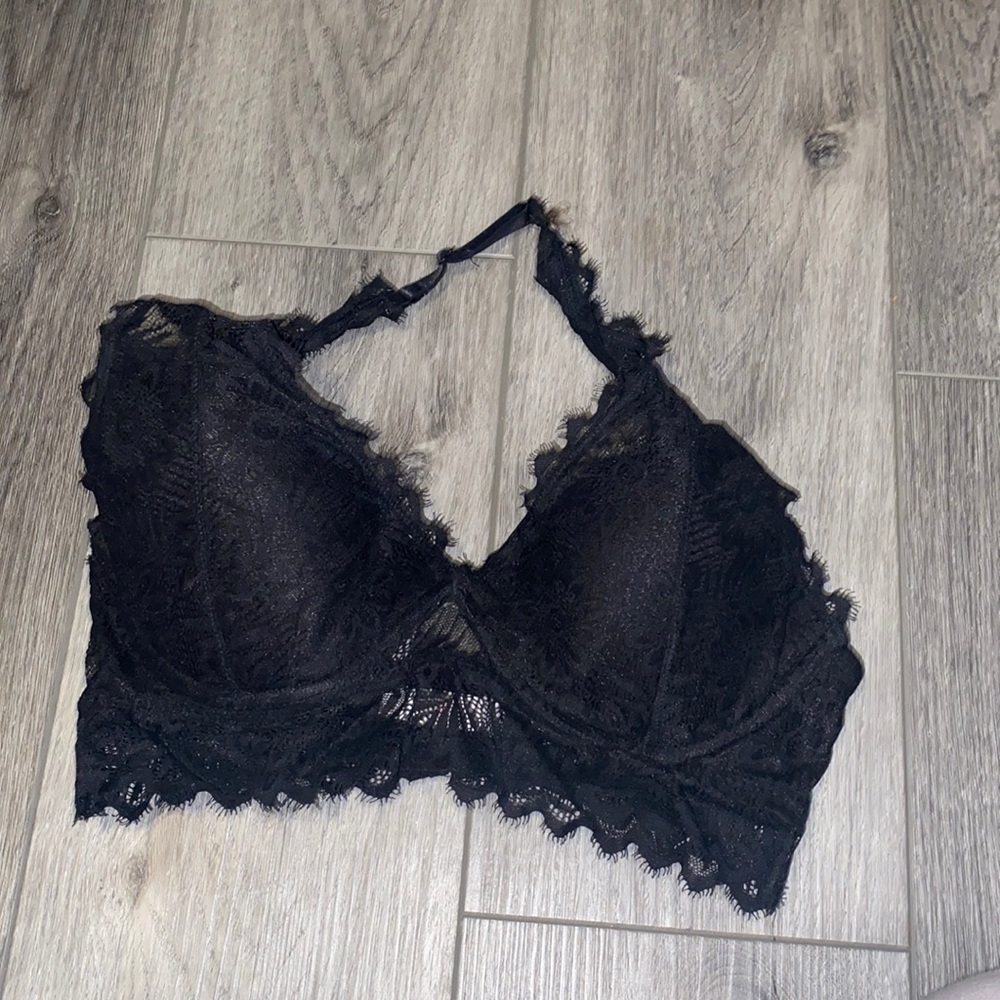 VS PINK Black Halter Bralette